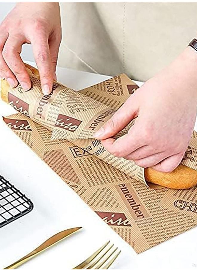 Parchment Paper,100 Sheets Food Wrap Papers Sandwich Burger Wrappers，Basket Liners Food Picnic Paper Greaseproof Deli Wrapping Sheets，Square Baking Parchments Non-Stick Wrapping Tissue