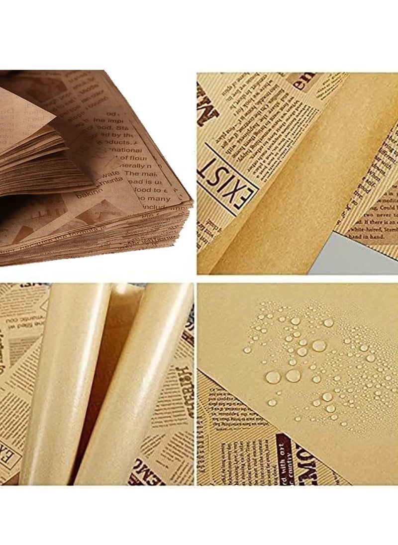 Parchment Paper,100 Sheets Food Wrap Papers Sandwich Burger Wrappers，Basket Liners Food Picnic Paper Greaseproof Deli Wrapping Sheets，Square Baking Parchments Non-Stick Wrapping Tissue