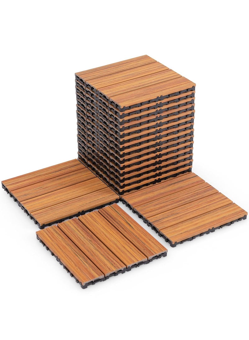 HOME TASTE 10 Pack Wooden Floor Decking Tiles Interlocking, Waterproof, 31X31X3Cm - Perfect For Home, Office, And Garden Diy Projects  - Image 1