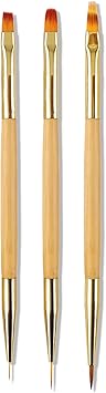 Sularpek 3 pcs Nail Art Brushes Double Ended Nail Art Pens Kit Nail Art Liner Brushes for DIY Nail Art Designs - Image 1