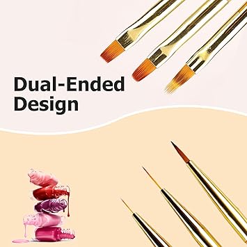 Sularpek 3 pcs Nail Art Brushes Double Ended Nail Art Pens Kit Nail Art Liner Brushes for DIY Nail Art Designs - Image 4
