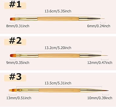 Sularpek 3 pcs Nail Art Brushes Double Ended Nail Art Pens Kit Nail Art Liner Brushes for DIY Nail Art Designs - Image 5