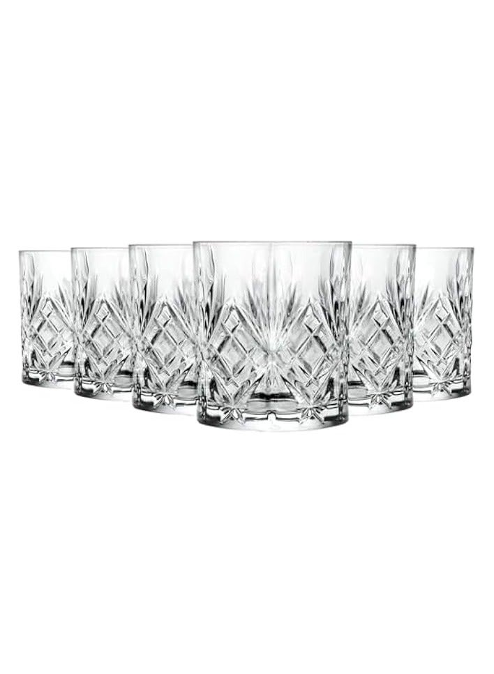 Green Tiger Crystal Short Whisky Water Tumblers Glasses, 8.05 oz, Set Of 6-Clear - Image 1