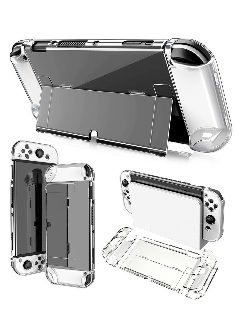 Generic Crystal Clear Protective Case Compatible with Nintendo Switch OLED PC Material Shockproof and Scratchproof with Stand Function Cover  - Image 1