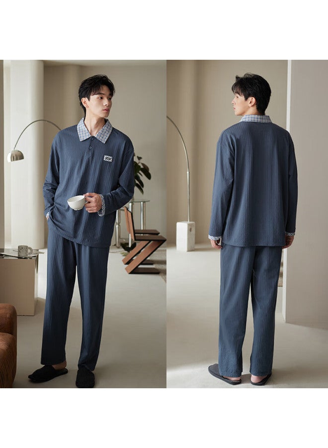 Xuanliang Bubble Cotton Couple Pajamas Sleepwear Women's Spring Autumn Pure Cotton Long Sleeve New Men's Homewear Set