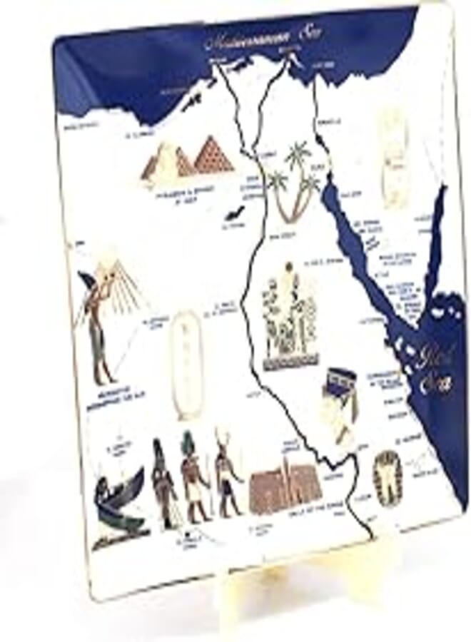 immatgar pharaonic Decorative Egyptian Decorative Plate Egyptian souvenirs gifts from Egypt (Map - 20 CM)