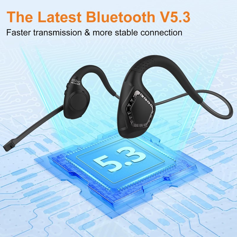 Golvery Latest Bluetooth 5.3 Headset w/Noise Canceling Boom Mic, Wireless Headset for Phone PC Computer Latop, Lightweight and Comfortable Headphone for Office Meeting Home Working Calling, 10H - Image 3