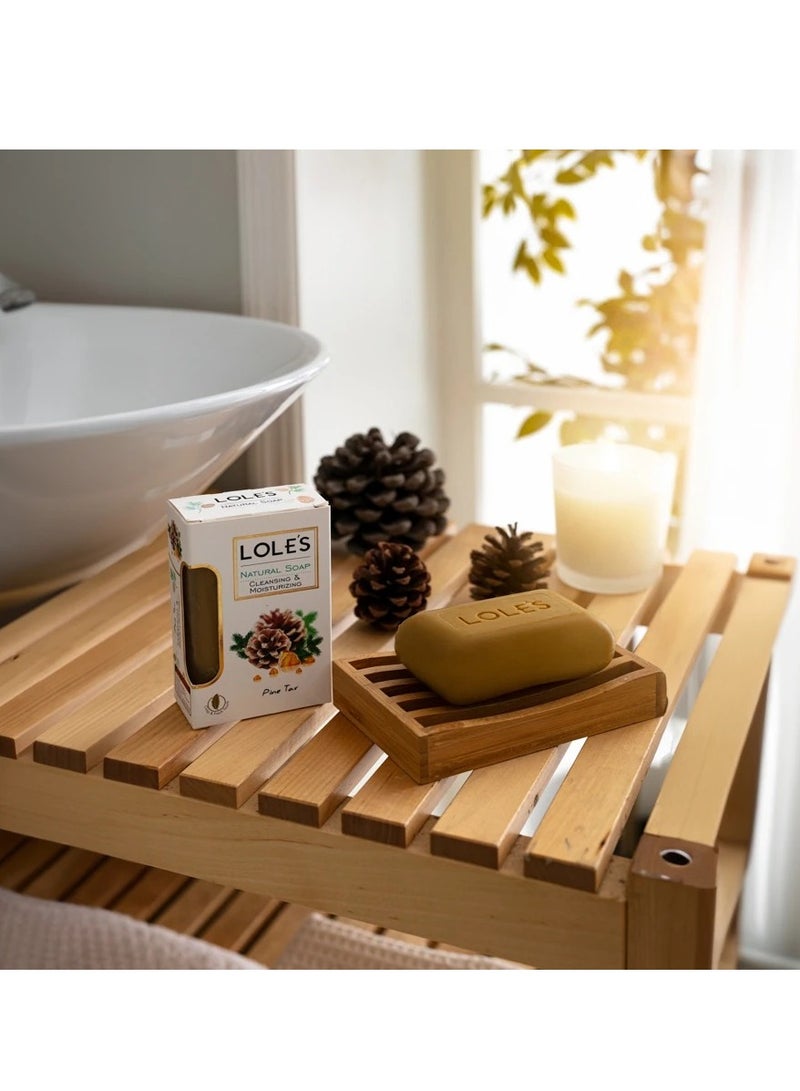 LOLE'S Luxury Pure Natural Soap, Pine Tar Beauty Bar, Detox & Deep Cleansing Face and Body Care - Vitamin E, SLS-Free, Crisp & Fresh Touch, 100% Vegetable, No Animal Fat 150g - Image 3
