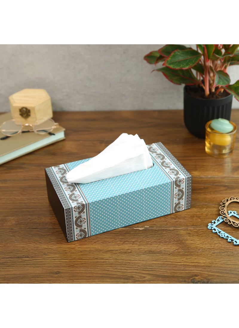 RF REINVENTION FACTORY Reinvention Factory Tissue Paper Box Holder 9 x 5 inch for Gifting Office Desks Cars Home Decor Dining Table Handcrafted Rectangular Napkin Holder Ethnic Ornament Tissue Paper Box  - Image 1
