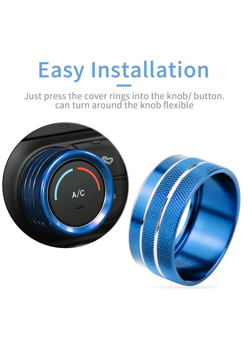 Bentolin for 2019 2020 2021 Dodge Ram Accessories A/C Climate Control Center Console Switch Knob Covers Radio Volume Tune AUTO Button Trim Ring,Blue 5Pcs  - Image 3