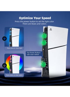Chabeia PS5 Slim Cooling Fans, Cooling Fan for Sony PlayStation 5 Slim Disc Edition/Digital Edition with RGB Lighting and USB 3.0 Port  - Image 5
