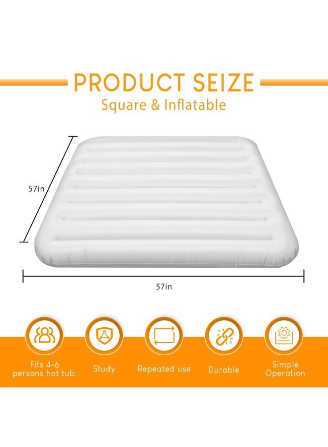 Ketofa Inflatable Hot Tub Cover for Square Hot Tub Spa Cushion Support, Universal 57x57in Inflatable Cover Square Top Lid, Dustproof Rainproof Insulated Energy Saving Lid，Spa Covers for Hot Tub - Image 5