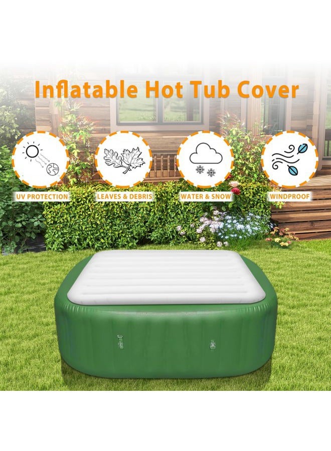 Ketofa Inflatable Hot Tub Cover for Square Hot Tub Spa Cushion Support, Universal 57x57in Inflatable Cover Square Top Lid, Dustproof Rainproof Insulated Energy Saving Lid，Spa Covers for Hot Tub - Image 2