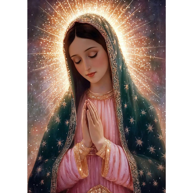 ckdiluy Virgin Mary Diamond Art Kits for Adults Beginners, 5D DIY Religion Diamond Painting Kits, Full Round Drill Diamonds Dots Gem Art Crystal, Home Wall Decor 12X16 Inch - Image 1
