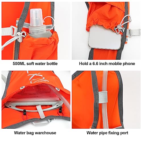 INOXTO Running Hydration Vest Backpack,Lightweight Insulated Pack with 1.5L Water Bladder Bag Daypack for Hiking Trail Running Cycling Race Marathon for Women Men (588orange) - Image 2