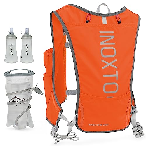 INOXTO Running Hydration Vest Backpack,Lightweight Insulated Pack with 1.5L Water Bladder Bag Daypack for Hiking Trail Running Cycling Race Marathon for Women Men (588orange) - Image 1