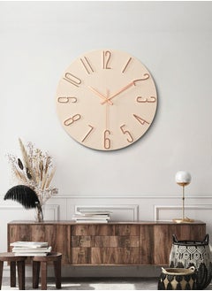 Beirui 12 Inch Silent Wall Clock, Battery Operated, Simple Faux Wood Decorative Clock for Bathroom, Office, Bedroom, Home, Kitchen, Living Room  - Image 1