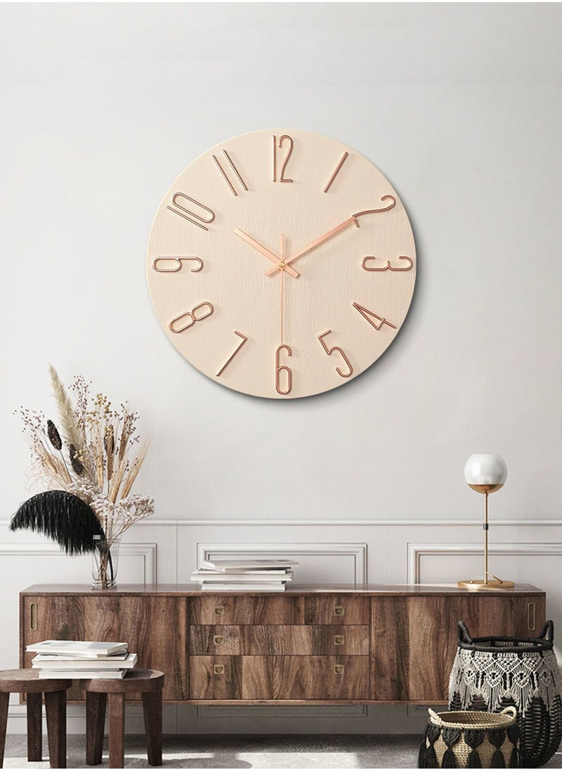 Beirui 12 Inch Silent Wall Clock, Battery Operated, Simple Faux Wood Decorative Clock for Bathroom, Office, Bedroom, Home, Kitchen, Living Room  - Image 1