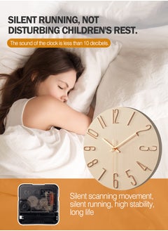 Beirui 12 Inch Silent Wall Clock, Battery Operated, Simple Faux Wood Decorative Clock for Bathroom, Office, Bedroom, Home, Kitchen, Living Room  - Image 5