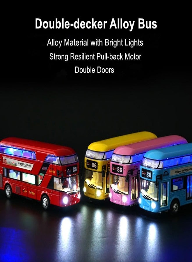 DEOXY 1:32 London Double Decker Bus Toy for Kids, with Die-Cast Alloy Model and Lights, Music Friction Powered Vehicle for 3+ Year Boy Girls Gift (Blue) - Image 5