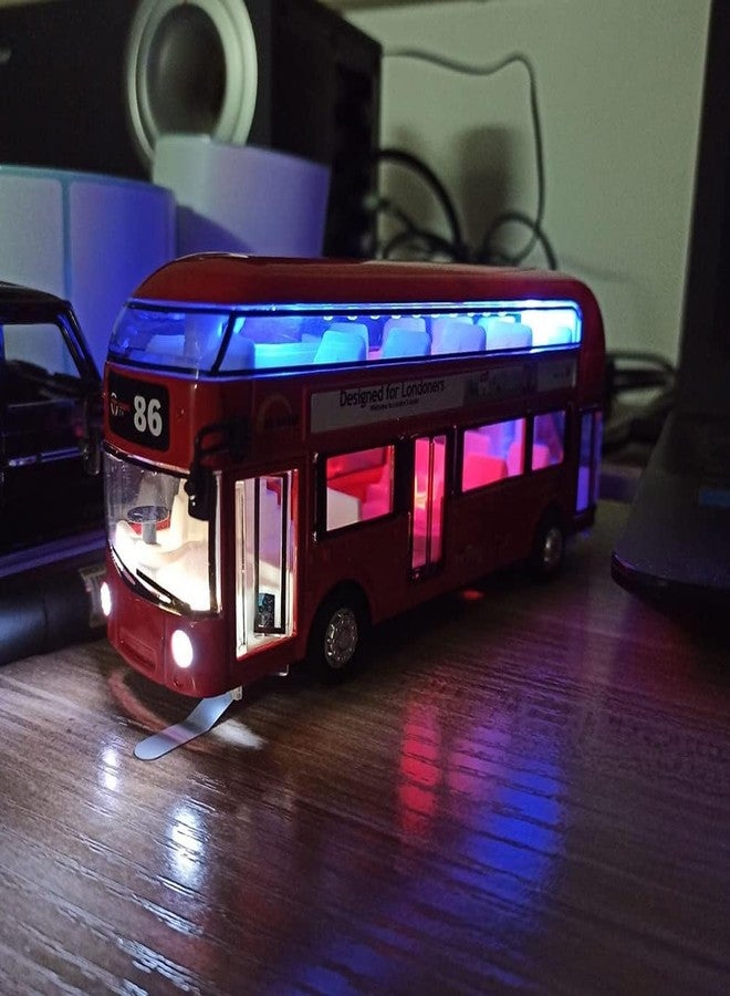 DEOXY 1:32 London Double Decker Bus Toy for Kids, with Die-Cast Alloy Model and Lights, Music Friction Powered Vehicle for 3+ Year Boy Girls Gift (Blue) - Image 4