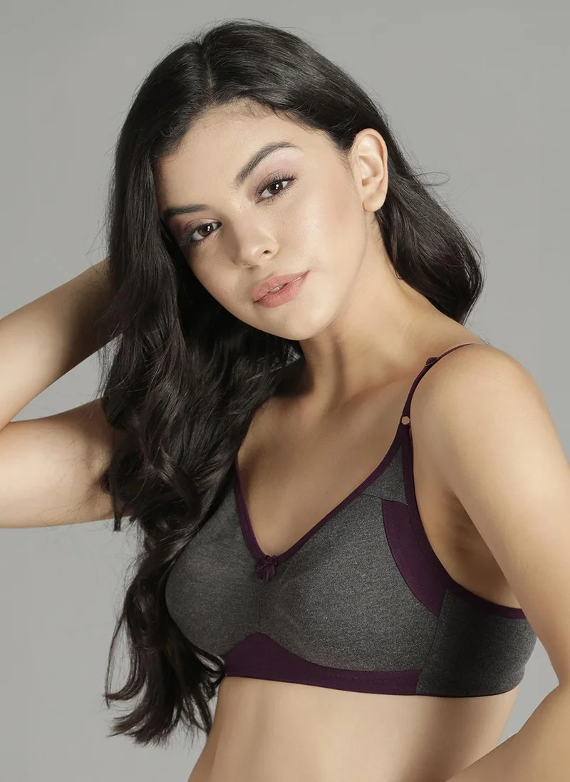 Clovia Grey Clovia Non-Padded Non-Wired Full Coverage Bra in Grey - Cotton for Women | Best Price UAE