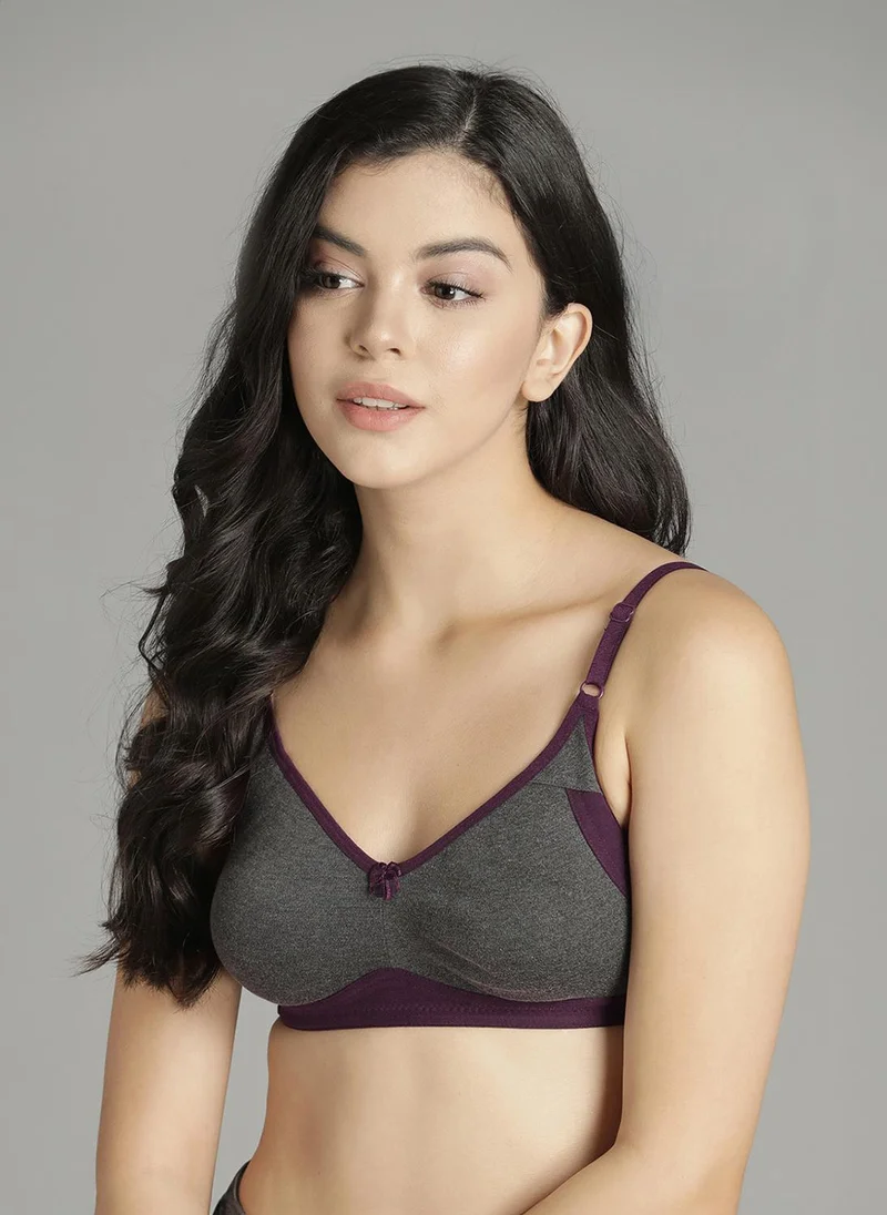 Clovia Clovia Non-Padded Non-Wired Full Coverage Bra in Grey - Cotton
