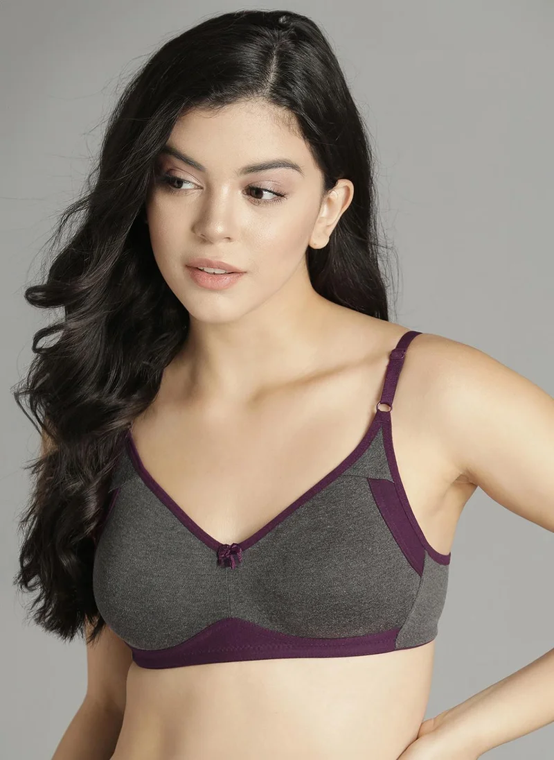 Clovia Clovia Non-Padded Non-Wired Full Coverage Bra in Grey - Cotton