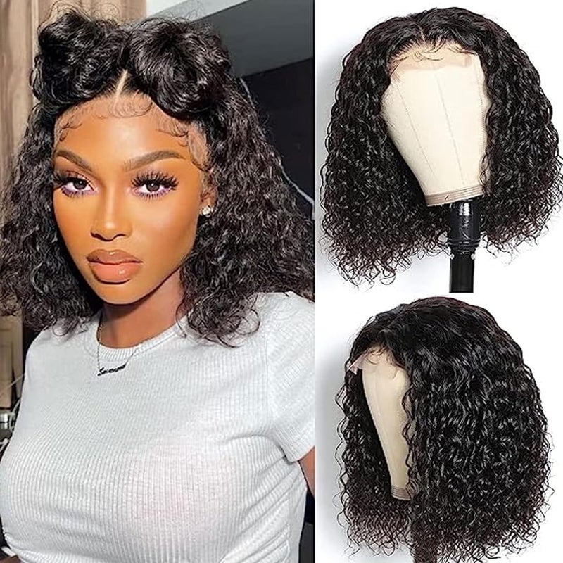 Venice Hair 13x6 Lace Front Human Hair Wigs for Black Women Virgin Curly Human Hair Wigs Short Lace Frontal Wig Pre Plucked with Baby Hair 14 inch 150 density