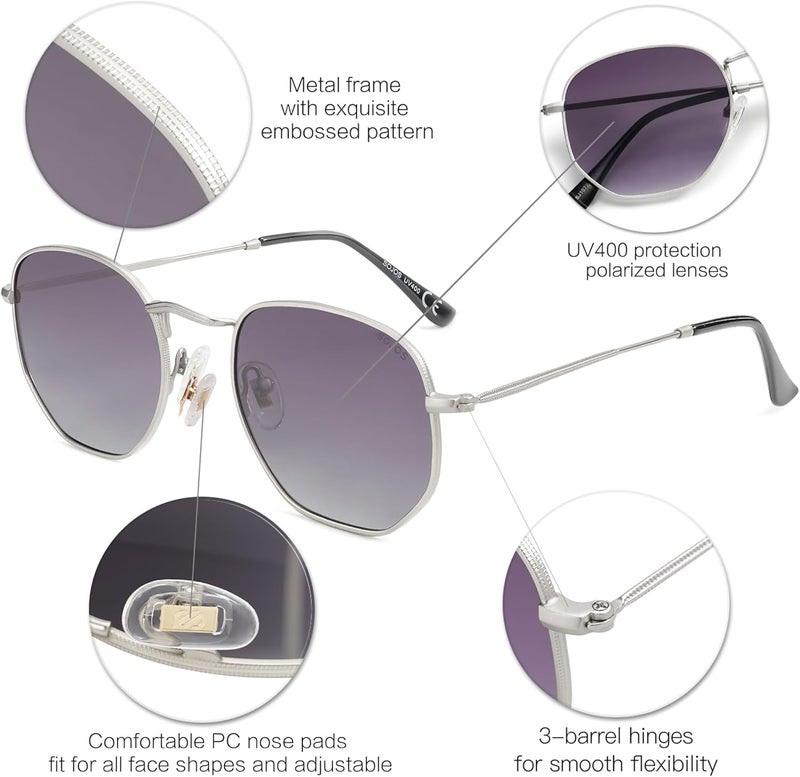 Sojos Square Polarized Sunglasses for Women Men Small Hexagonal Polygon Shades SJ1072 - Image 4