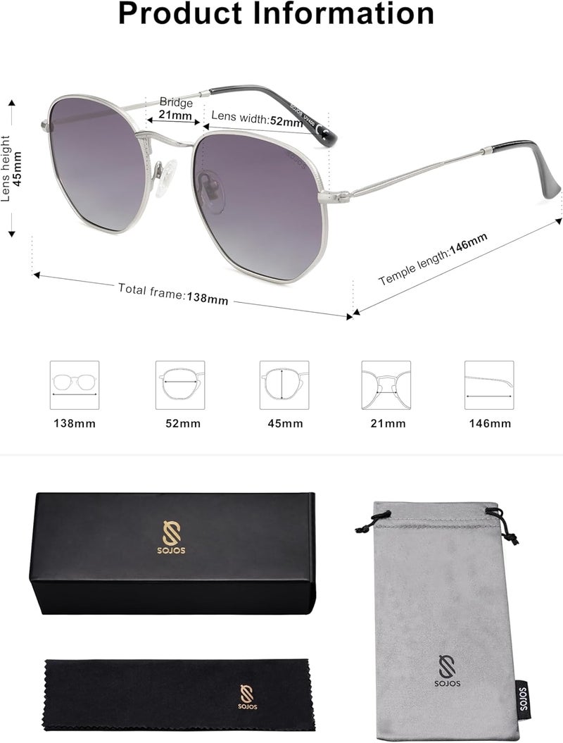 Sojos Square Polarized Sunglasses for Women Men Small Hexagonal Polygon Shades SJ1072 - Image 5