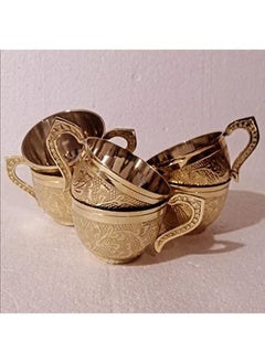 QUESERA Brassvilla Beautifully Flower Design Brass Tea Cup with Saucer Set  - Image 4