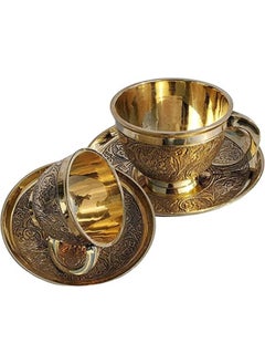 QUESERA Brassvilla Beautifully Flower Design Brass Tea Cup with Saucer Set  - Image 2