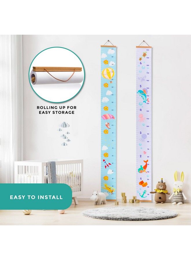 RubyRoo Baby Growth Chart Growth Chart For Kids Nursery Or Toddler Room Wall Decor For Boy Removable Roll Up Canvas Children Height Measure Chart With Wood Frame 7.9" X 79" Adventure Theme - Image 5