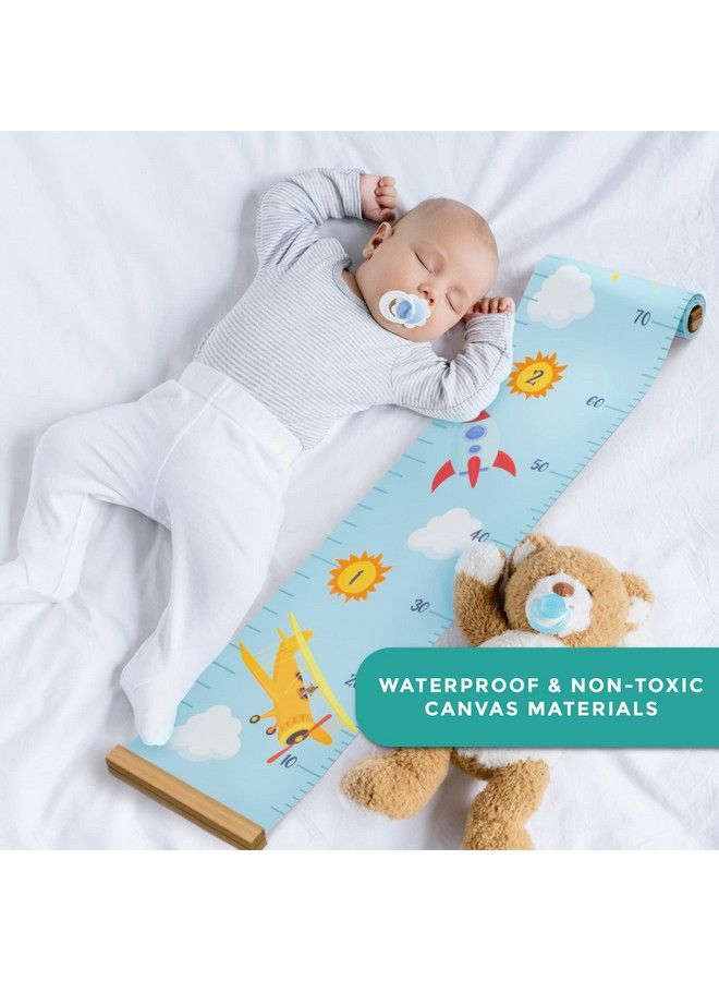 RubyRoo Baby Growth Chart Growth Chart For Kids Nursery Or Toddler Room Wall Decor For Boy Removable Roll Up Canvas Children Height Measure Chart With Wood Frame 7.9" X 79" Adventure Theme - Image 4