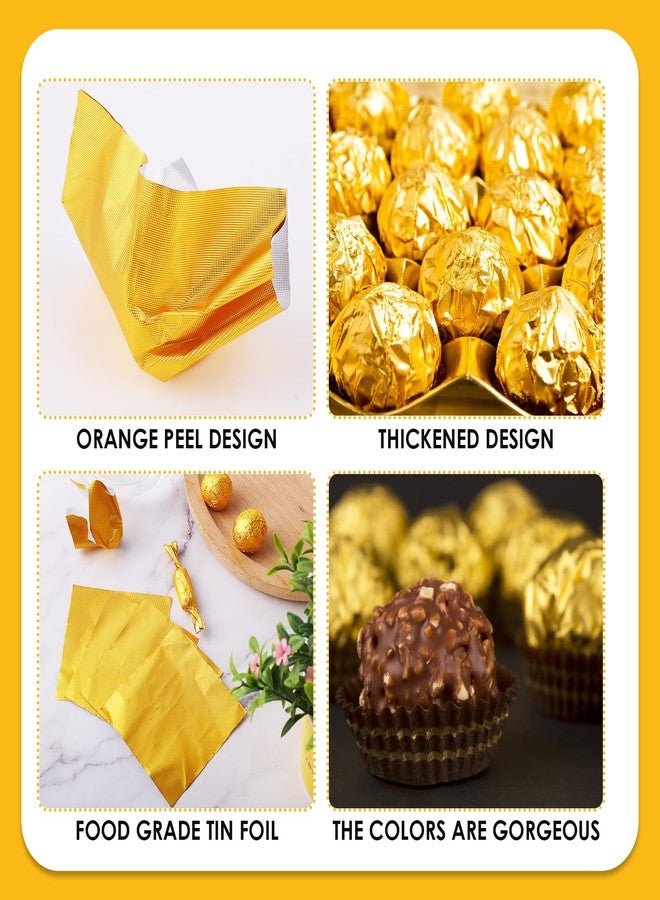 Aster 300 Pcs Gold Foil Candy Wrappers, 3x3 Inches Square Golden Chocolate Wrappers Aluminium Foil Wrapping Paper DIY Candy Chocolate Packaging for Wedding Birthday Party - Image 2