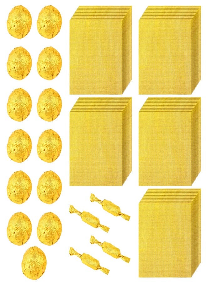 Aster 300 Pcs Gold Foil Candy Wrappers, 3x3 Inches Square Golden Chocolate Wrappers Aluminium Foil Wrapping Paper DIY Candy Chocolate Packaging for Wedding Birthday Party - Image 1