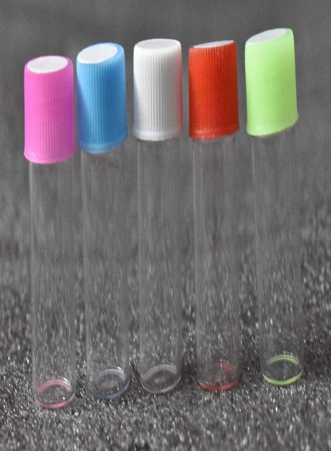 RITEDEAL 3ml half dram wishing message bottle tiny gifts storage sample vials clear transparent pack of 20 bottles (Multicolor caps) - Image 1