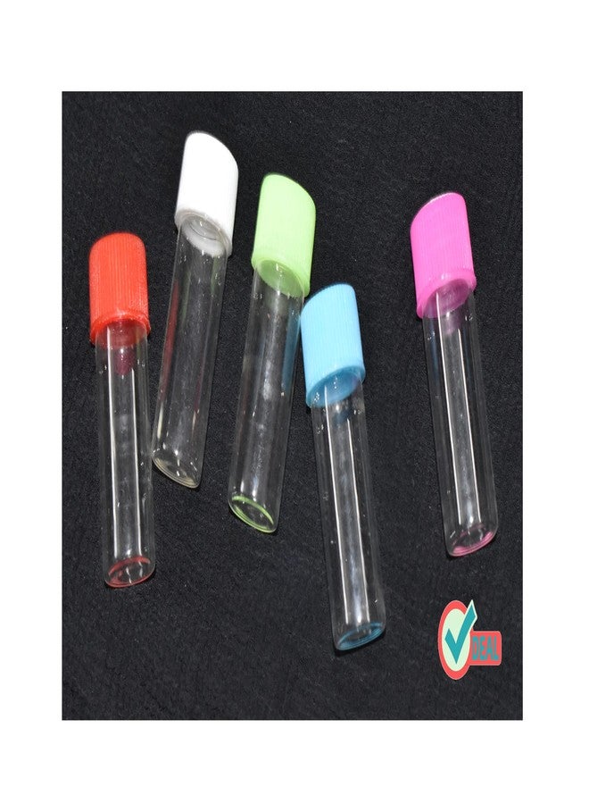 RITEDEAL 3ml half dram wishing message bottle tiny gifts storage sample vials clear transparent pack of 20 bottles (Multicolor caps) - Image 3