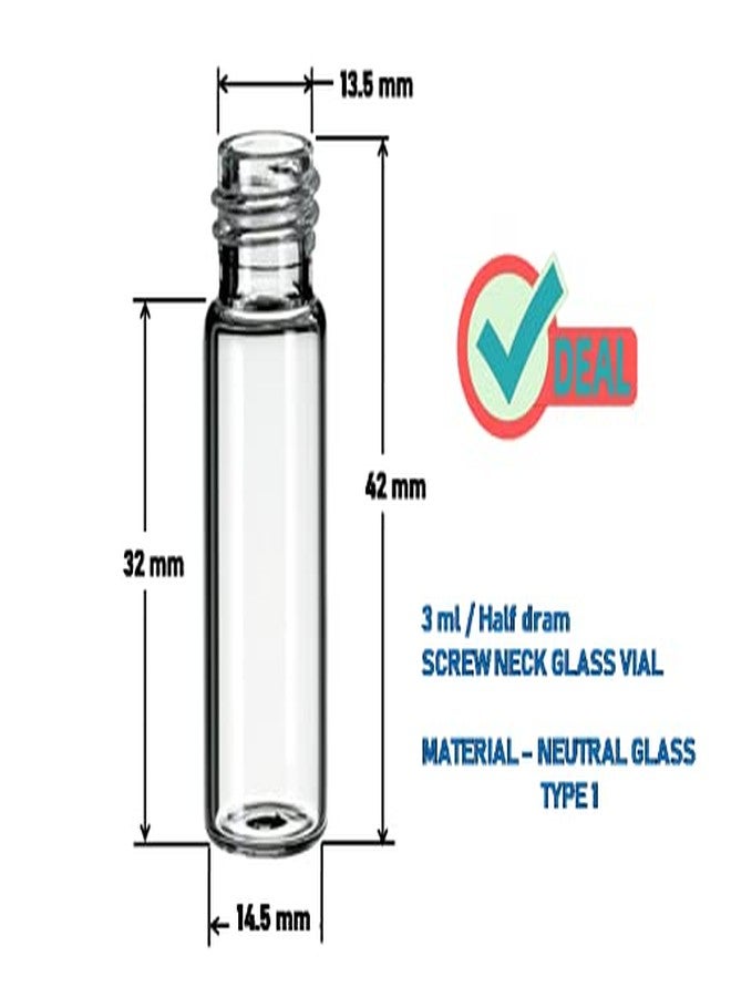 RITEDEAL 3ml half dram wishing message bottle tiny gifts storage sample vials clear transparent pack of 20 bottles (Multicolor caps) - Image 2