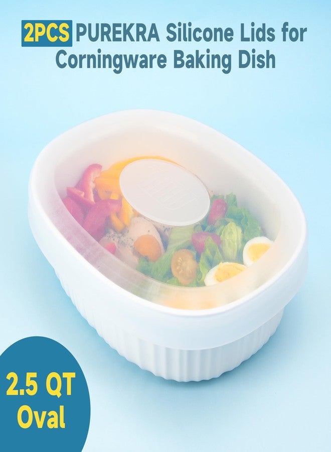 Purekra Silicone Lids for CorningWare 2-1/2-Quart Oval Casserole Dish, 2 Pack Reusable Covers for CorningWare Baking Dish (Dish not Included) Dishwasher & Microwave & Freezer Safe - Image 2