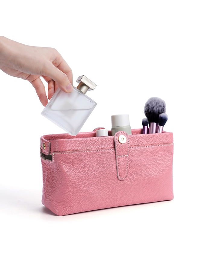 shuainiu Travel leather makeup bag, waterproof mini makeup box, small travel storage bag, Pink, Retro Style - Image 4