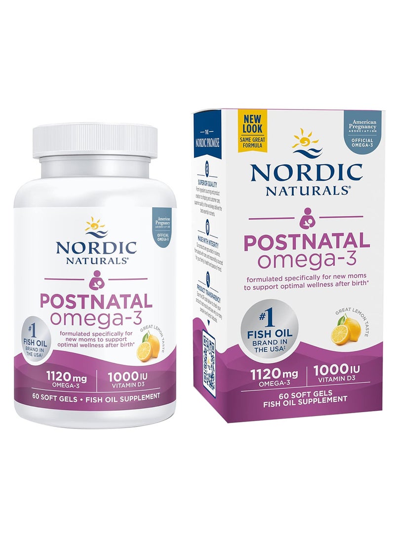 NORDIC NATURALS Postnatal Omega3 Lemon 60 Soft Gels  - Image 1
