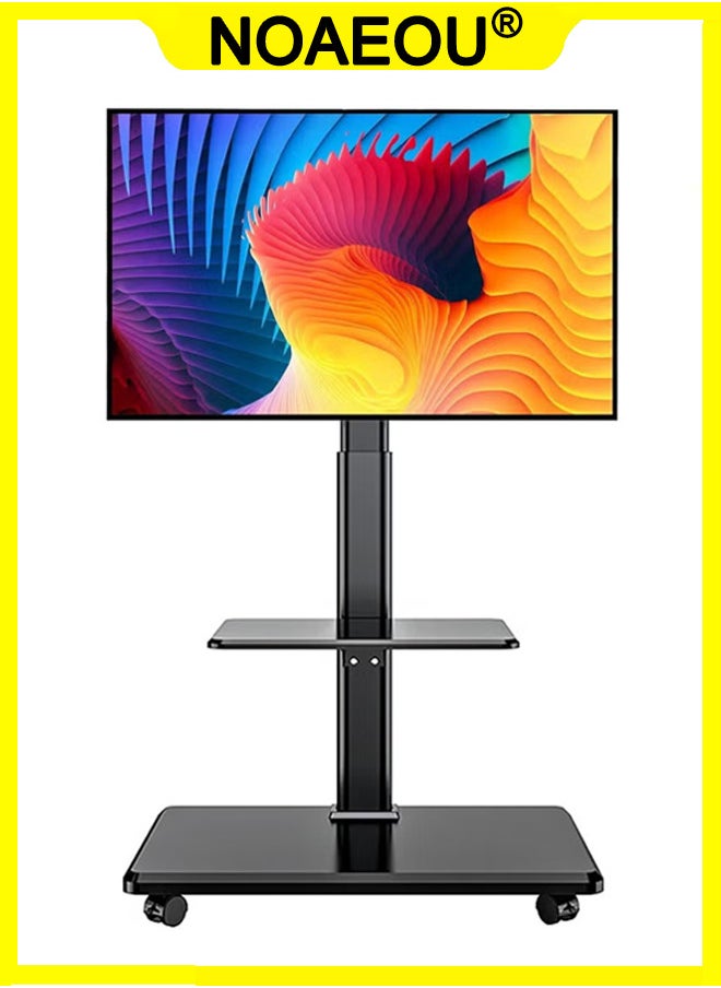 NOAEOU Movable TV Stand with Wheels, Mobile TV Floor Stand, Load 50KG, Suitable 26-70 Inch Screen TV Stands,Swivel & Height Adjustable,for Family Living Room Bedroom Meeting (Black)  - Image 1