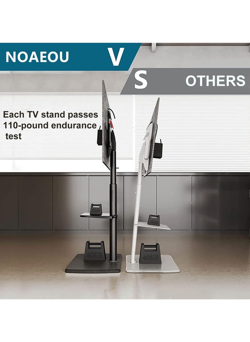 NOAEOU Movable TV Stand with Wheels, Mobile TV Floor Stand, Load 50KG, Suitable 26-70 Inch Screen TV Stands,Swivel & Height Adjustable,for Family Living Room Bedroom Meeting (Black)  - Image 4