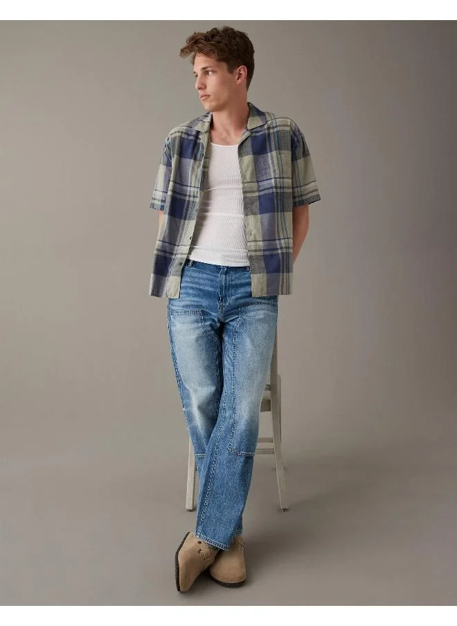 American Eagle AE Plaid Button-Up Poolside Shirt