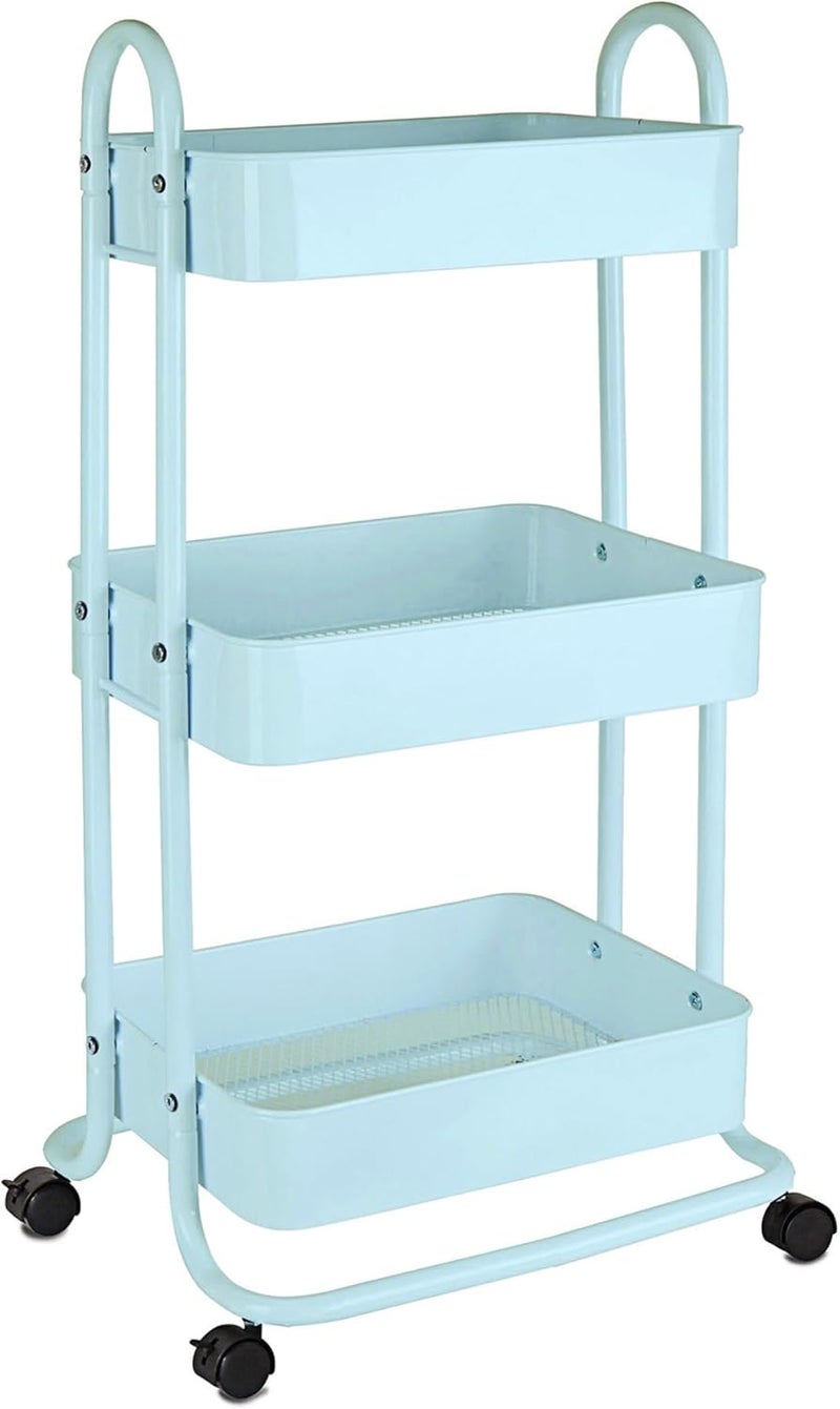 Realspace Mobile 3Tier Storage Cart 3558H x 171516W x 14516D Light Blue - Image 3