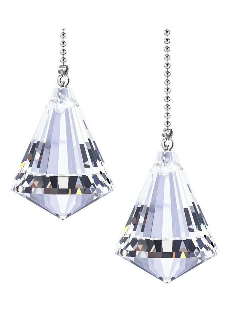 Excefore Clear Crystal Drop Pull Chain Extension with Connector for Ceiling Light Fan (100 cm) - Image 1
