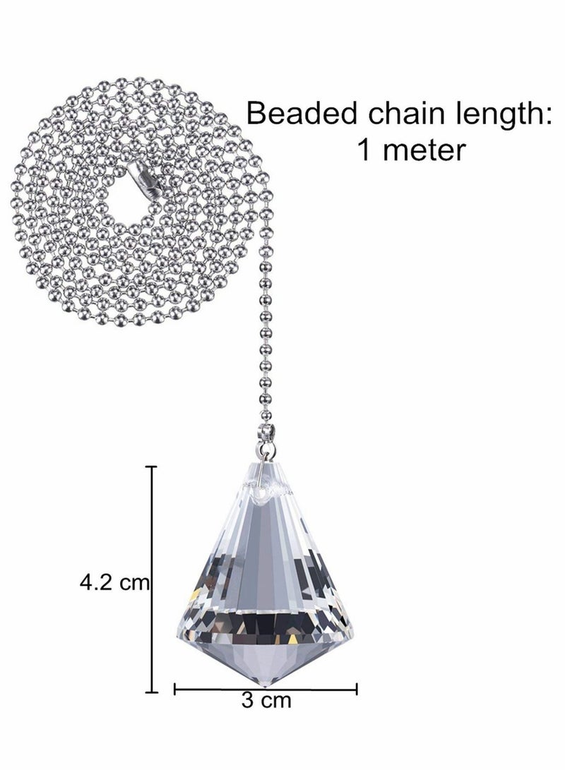Excefore Clear Crystal Drop Pull Chain Extension with Connector for Ceiling Light Fan (100 cm)  - Image 2