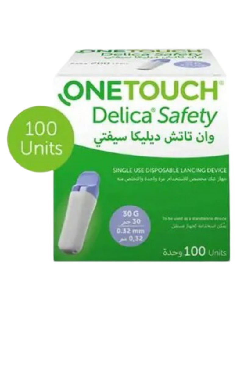 ONETOUCH Delica Safety, Lancets, 30 G- 100 UNITS SINGLE USE DISPOSABLE DEVICE